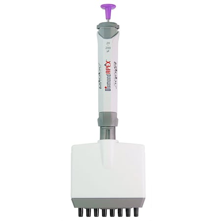 Globe Scientific 2 - 20uL Pipette, DiamondAPEX, Fully Autoclavable, 8-Channel, Adjustable Volume, Yellow 3354-20